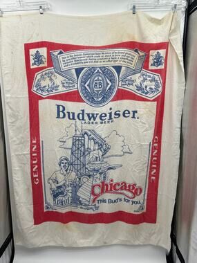 Vintage Budweiser Chicago Beer Towel Bar Towel Memorabilia Collectible As Is HTF